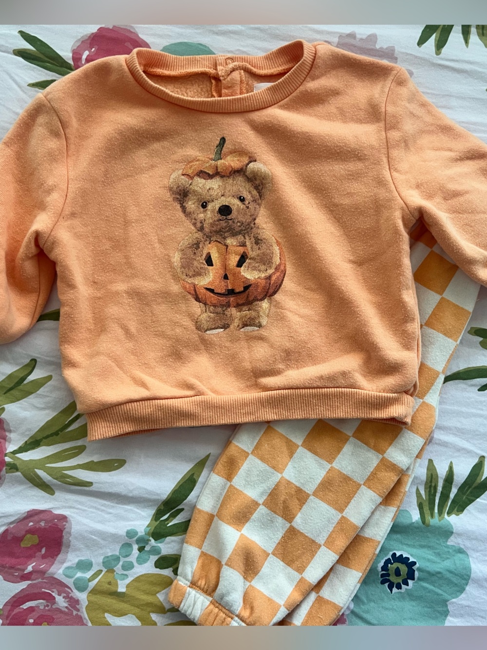 Teddy Pumpkin Sweatshirt Set